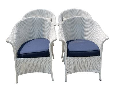 Set of 4 Lloyd Flanders All Weather Wicker Arm Chairs