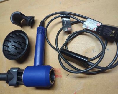 [PROMISED] This has been promised to some one. **Blows room temperature air only.** DOES NOT GIVE OFF HOT AIR. There probably is something wrong with the heat element. There are videos online of how to take it apart but it looks kind of complicated. Other than that this is in good condition and comes with a few attachments. Check out the pictures at: