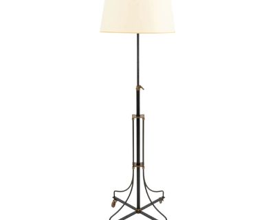 French Brass and Black Patinated Metal Floor Lamp