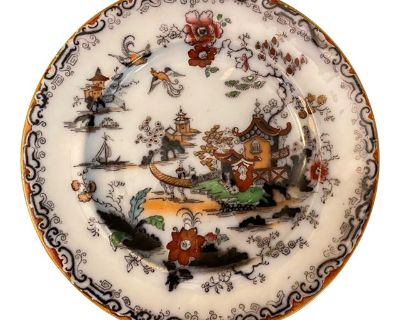 Antique Ashworth & Bros Willow Tree Pattern Ironstone China Dinner Plate