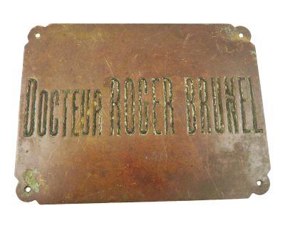 Vintage French Bronze Sign for Doctors Office -Docteur Wall Decor Mid-Century Design