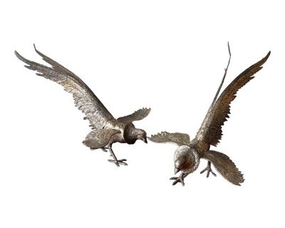 Mid 20th Century Large Solid Brass Pheasants-- A Pair
