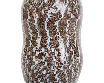 Handmade Ceramic Nerikomi Tri-Color Peanut Vase With Sky Blue Accent