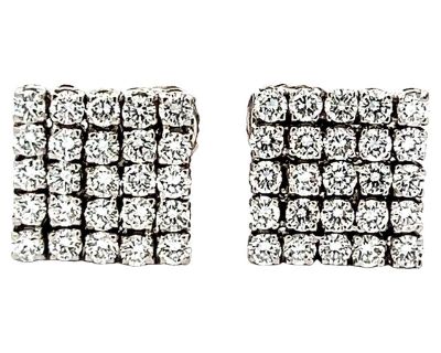 Vintage 18K White Gold Diamond Clip-On Earrings, 5 Carats