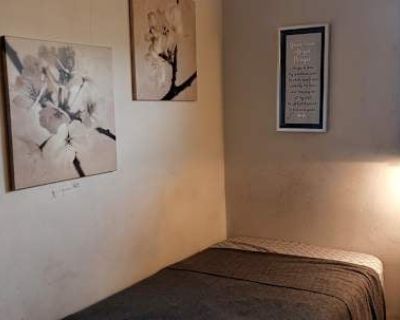 Available on: now. Furnished. Parking available * Internet included * LGBTQ+ friendly * 40+ years welcome. PRIVATE ROOM W/ LOCK. ONLY 3 HOUSEMATES.Women independent sober living . Fully furnished tv. Roku included. Fully stocked kitchen pots and pans etc. Quiet, peaceful enviorment. Call Kim Large room w/ Large closet. Attic room away from others. Paper towels, toilet paper ,cleaning products, ...