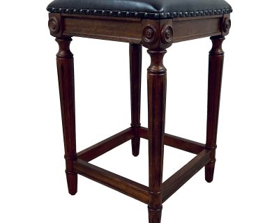 Transitional Dark Brown Faux Leather Counter Stool