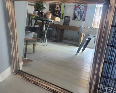 41.5in square wood brushed mirror