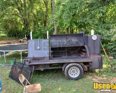 2019 Pull Behind Open BBQ Smoker Trailer/Used Mobile BBQ Pit w/ Fryer