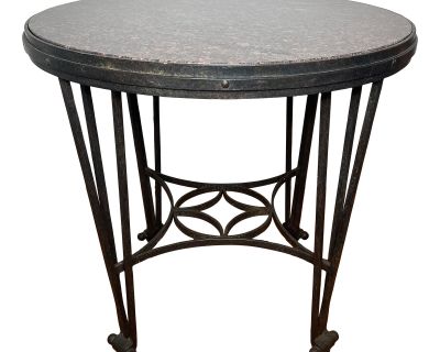 1990s Formations Traditional Wrought Iron & Granite Top Center or Side Table