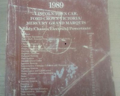 This is a 1989 Ford car shop manual for the Lincoln Town Car, Ford Crown Victoria and the Mercury Grand Marquis. In good condition. Price: $28.00 Located at Red's Emporium 26 High St, Ladysmith 250-245-7927 Hours of Operation Noon-6pm Mon-Sat Except Fri 10-5pm Closed on Sundays and Stats