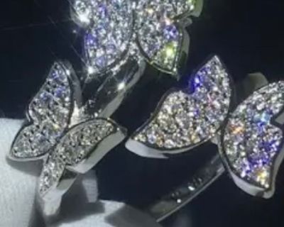 New!  Faux Diamond Fashion Butterfly Rings!  All Sizes!  Layaway!