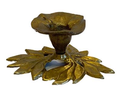 Vintage Brass Flower Candlestick Holder