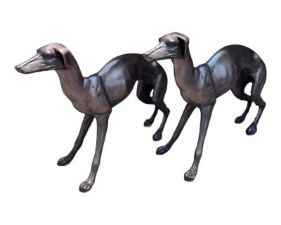 Mid 20th Century Vintage Art Deco Greyhound Dog Statues - Pair
