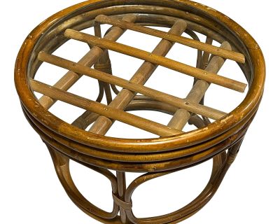 Mid 20th Century Rattan Bamboo Side Table