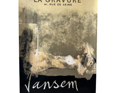 Vintage Jean Jansem Exhibition Poster "Lithographies & Dessins" La Gravure Gallery, Paris