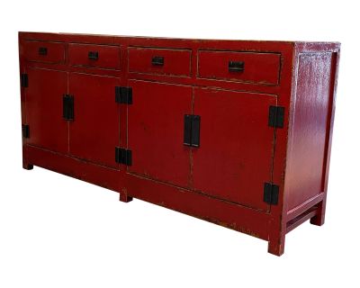 Asian Antique Style Painted and Distressed Credenza