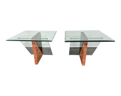Reflex Italy Polished Agate and Marble Side Tables, a Pair