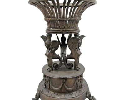 Late 18th Century French Empire Style Bronze Jardiniere With Female Griffons and Cherubs