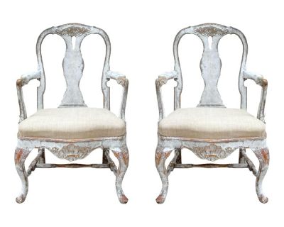 Pair of 19th Century Baroque Swedish Armchairs