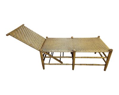 Antique Collapsible Rattan Chaise Lounge