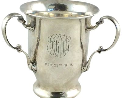 Antique Sterling Silver Loving Cup Gorham Three Handled Trophy C 1900 Bell Symbol Mark