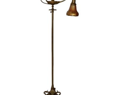 1900s Tiffany Gilt Bronze and Damascene Favrile Aladdin Floor Lamp