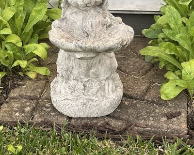 Concrete Rabbit with Flower Lawn Statue