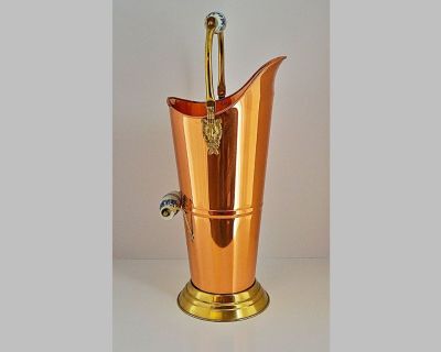 RARE handmade mid century (circa late 1960 s, early 1970 s) Massiv Kupfer (West German) Brand Solid Copper firewood holder.