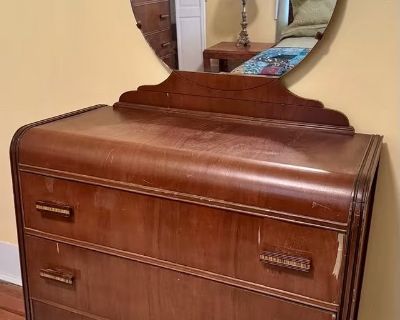 Mid Century Modern Wood Dresser With Mirror - Will Deliver
