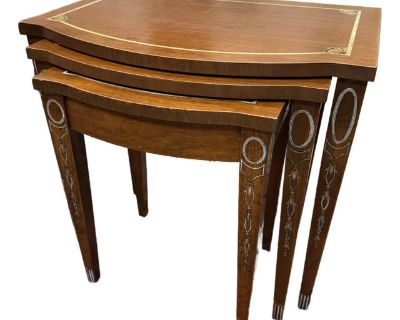 Antique George III Style Inlaid Nesting Tables, Set of 3