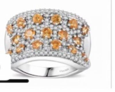 New!  Orange Garnet Gem & Faux Diamond Rings!  All Sizes!  Layaway!