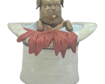 Antique Porcelain Pug in a Hat Jar