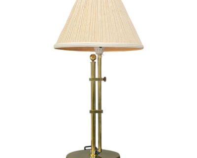 Bergboms, Swedish Modern, Brass, Fabric, Adjustable Table Lamp, Sweden, 1980s