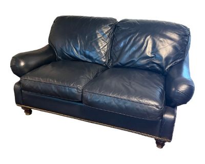 Navy Leather Loveseat From Hancock & Moore