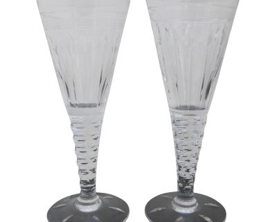 Stuart England Crystal Oleta 5 7/8" Small Claret Wine Glass Goblet Set of 2