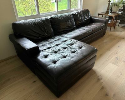 Leather couch with chaise