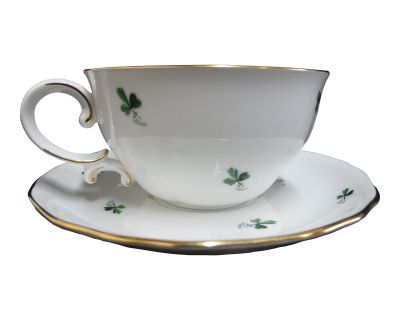 Augarten Wien Vienna Green Scattered Wine Leaves 6490 Tea Cup & Saucer Set