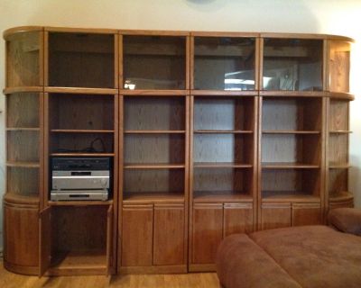 Six piece oak wall unit