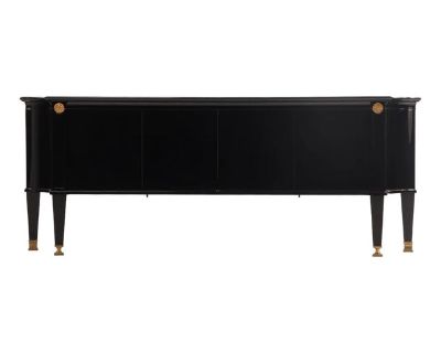 A French Ebonized and Bronze Mounted Curved Sideboard in the Manner of Andre Arbus, C. 1940.