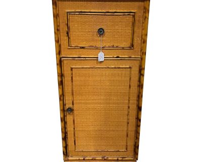 1980s Scorched Bamboo and Rattan Cabinet