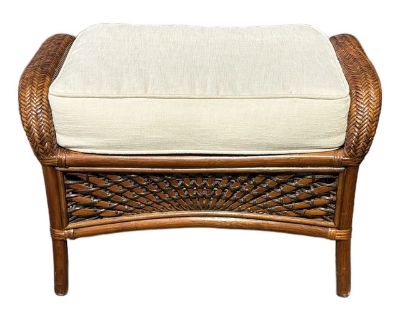 1970s Rattan Footstool Ottoman
