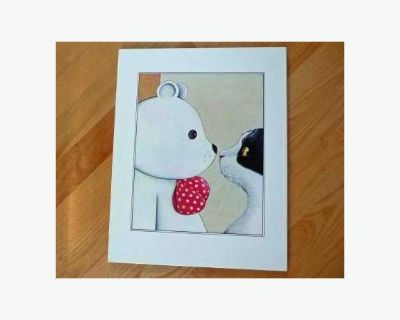 Teddy Bear & Cat Print