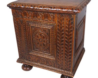 18th Century French Carved Walnut Tabouret Cabinet