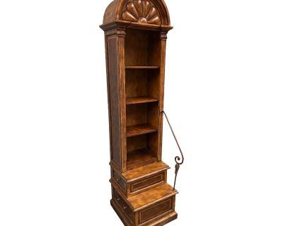19th Century English Style Walnut Bookshelf + Staircase