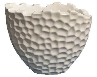 Studio a Home Modern Geometric Matte White Short Grid Vase