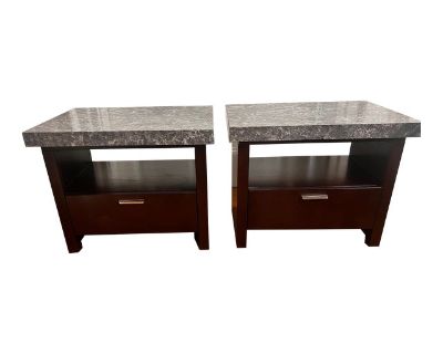 Ethan Allen Morgan Nightstands With Quartz Top - a Pair