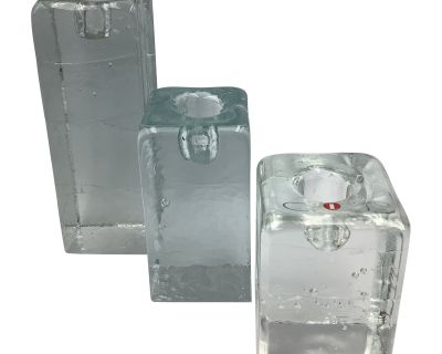 Vintage Iittala Arkipelago Ice Block Candle Holders by Timo Sarpaneva - Set of 3