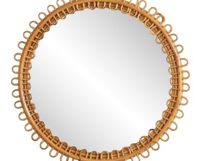 1960s Italian Circular Rattan Mirror