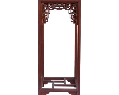 Chinese Light Brown Stain Square Ru Yi Plant Stand Pedestal Table
