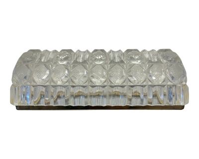 Large Crystal and Cut Glass Casket Box W/ Gold Trim